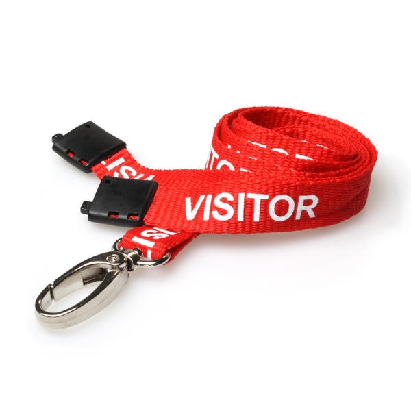 Billede af Visitor rød lanyard / Halssnor / Keyhanger / Nøglesnor / Halsrem 15 mm med metal krog. 60270587